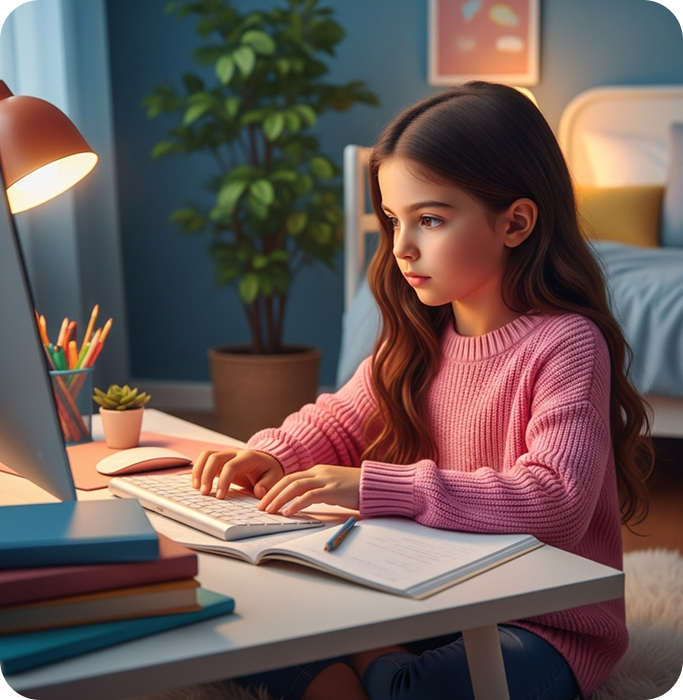 A child learning on a computer